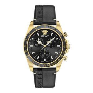 Versace Greca Chrono Wave Leather Watch Mens